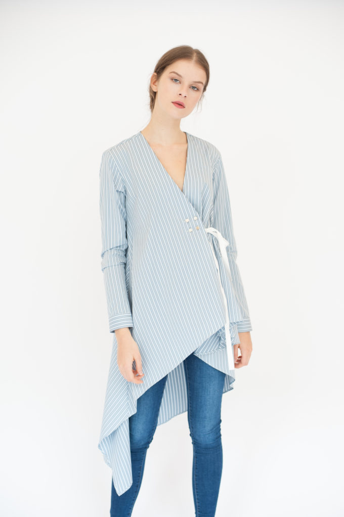 Wrap striped shirt