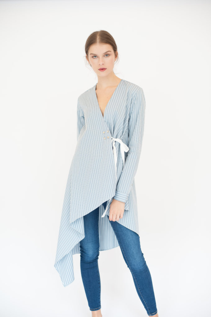 Wrap striped shirt