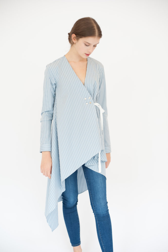 Wrap striped shirt