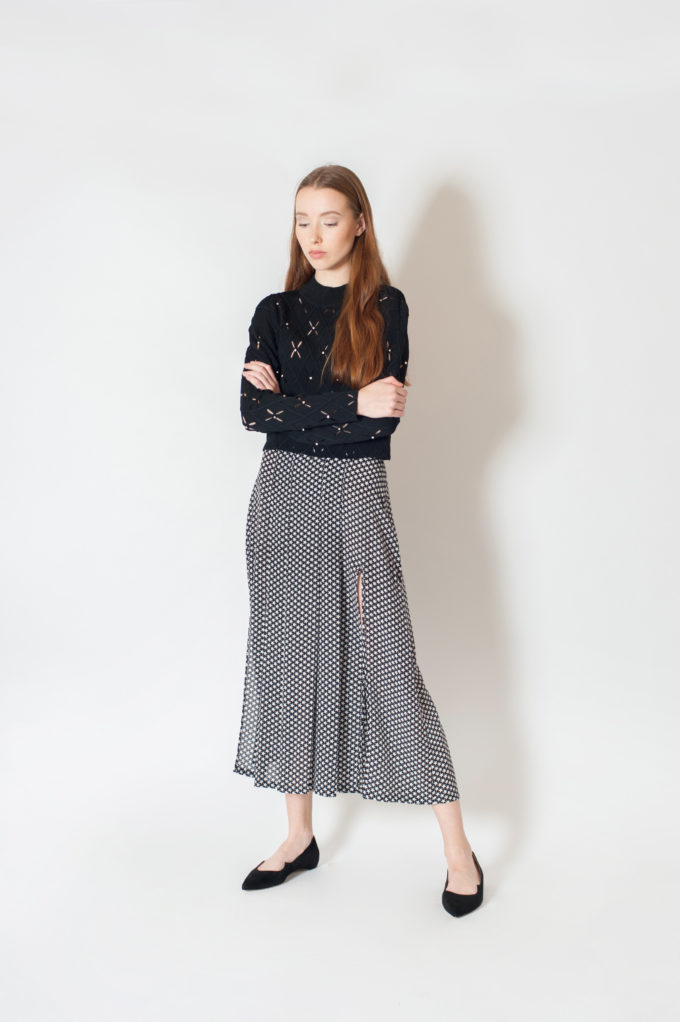 Short sweater with crystal embroidery