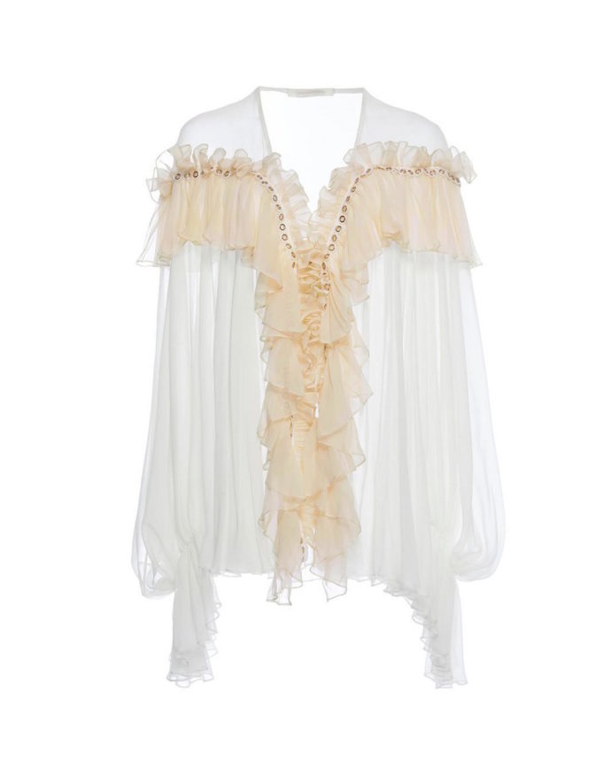 Frill shirt with eyelet details