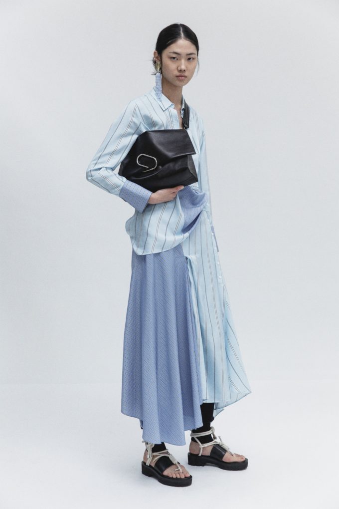 Asymmetrical striped skirt