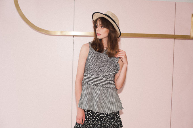 Marszczony top w kratkę