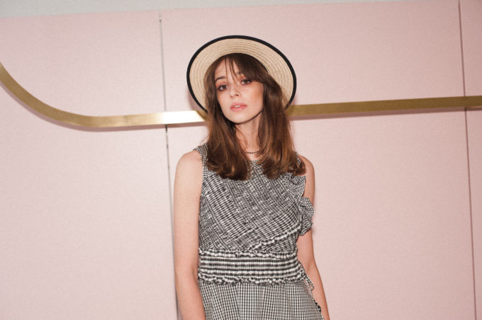 Marszczony top w kratkę