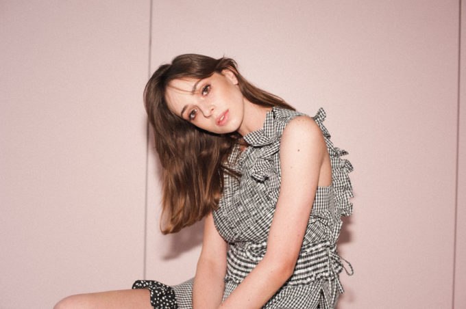 Marszczony top w kratkę