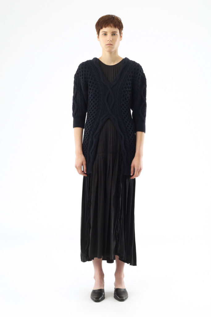 Split-front wool sweater