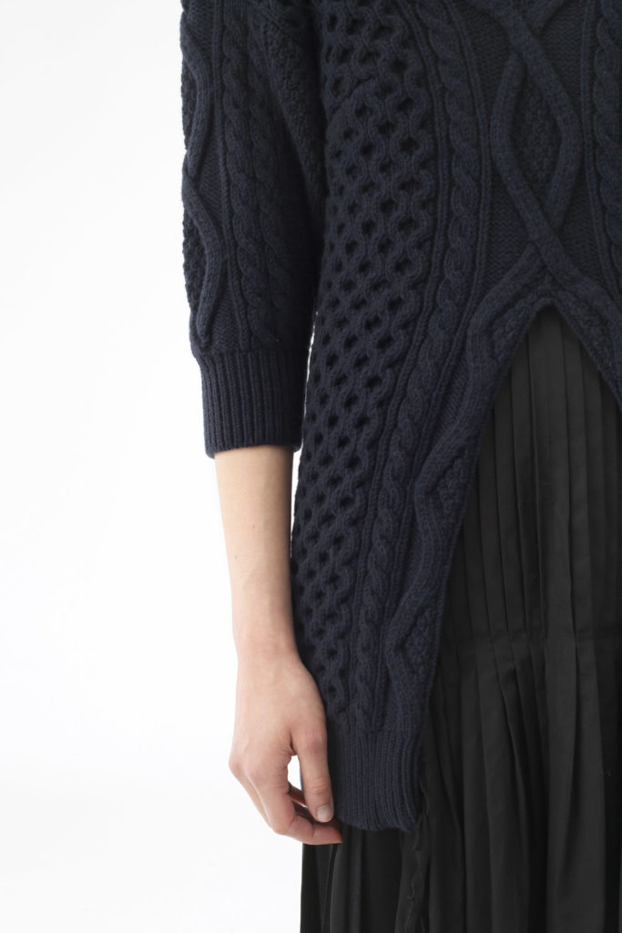 Split-front wool sweater