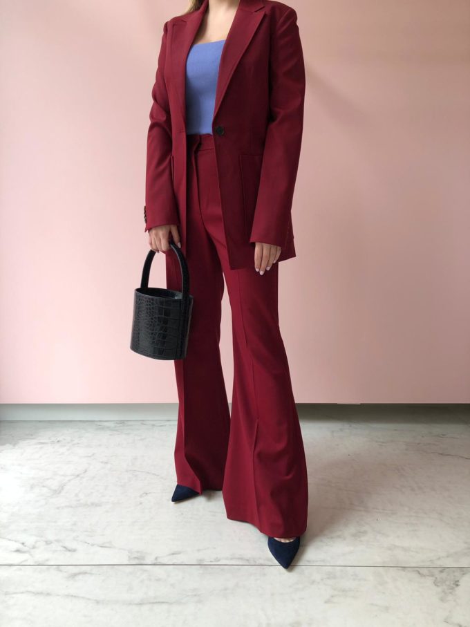 Bordowe spodnie garniturowe