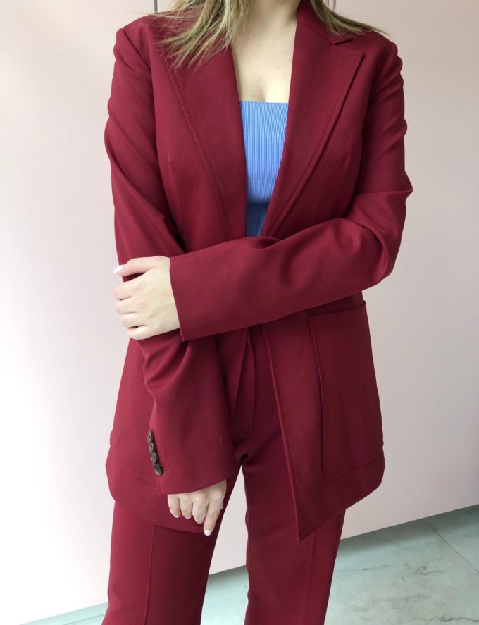 Bordowe spodnie garniturowe