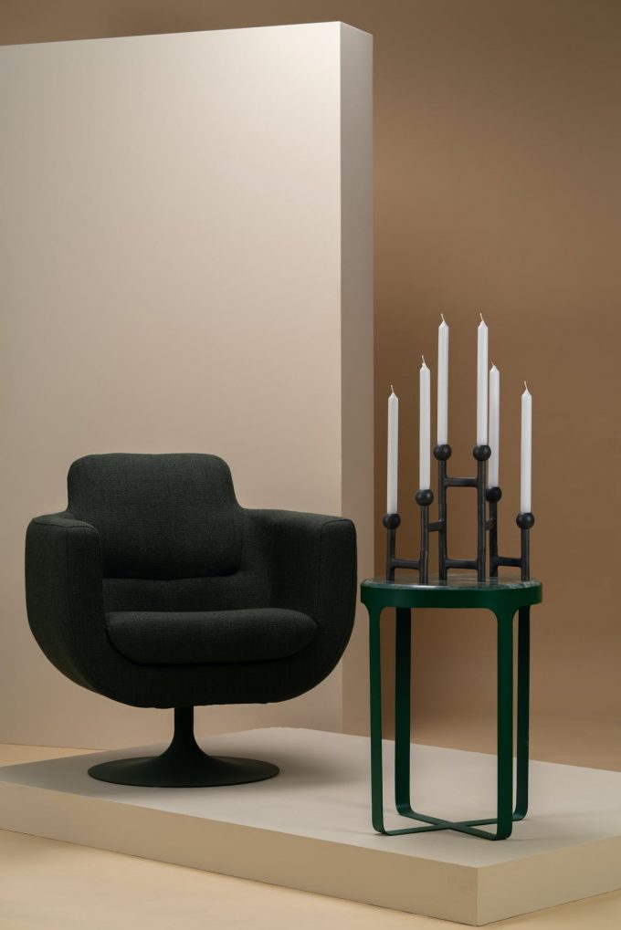 Candle Holder Folding Round Graphite