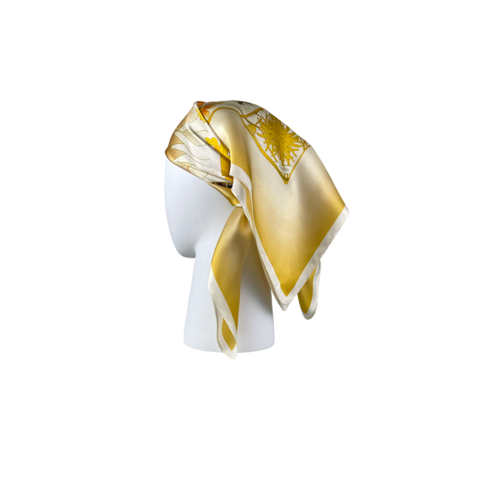 Kwiaty i Motyle - żółta apaszka