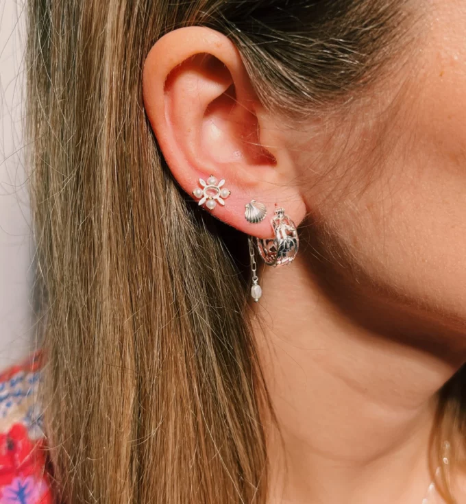 Wildflower Fields Small Hoop Earrings Silver