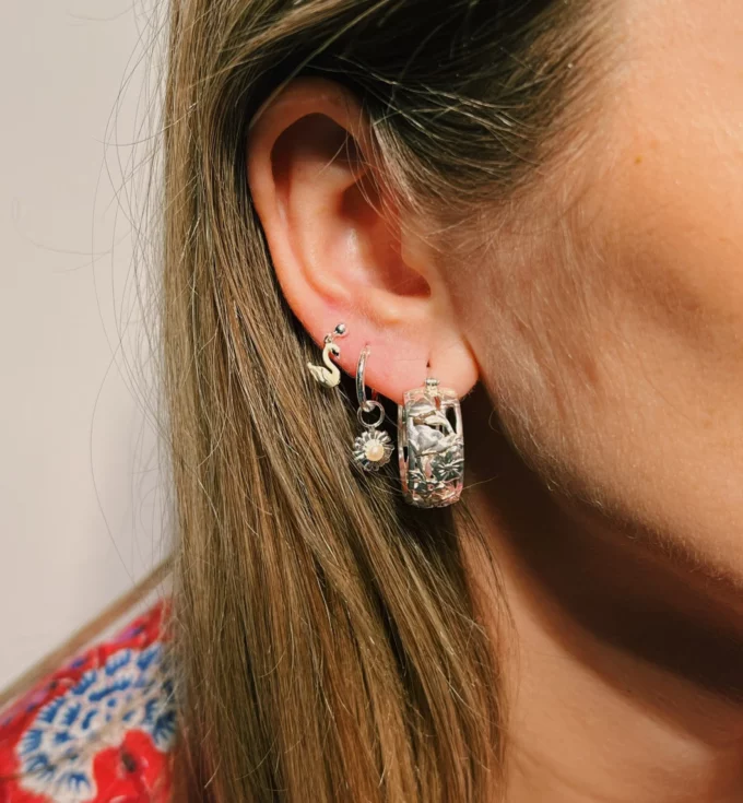 Wildflower Fields Hoop Earrings Silver