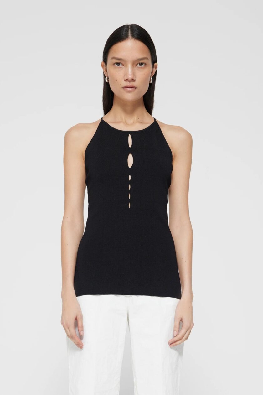 Knitted Cut - Out Top black