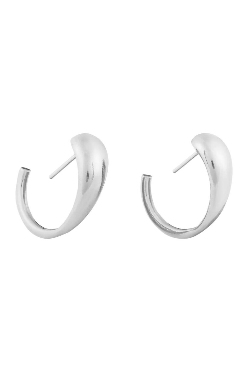 Wave Silver Hoop Earrings