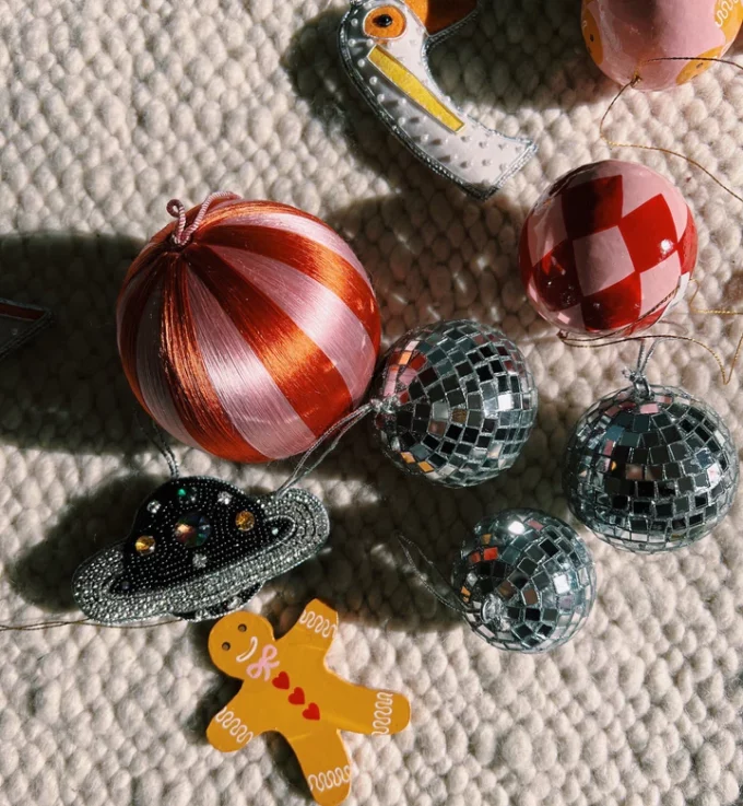 Big Corded Pink and Orange Stripe Ornament