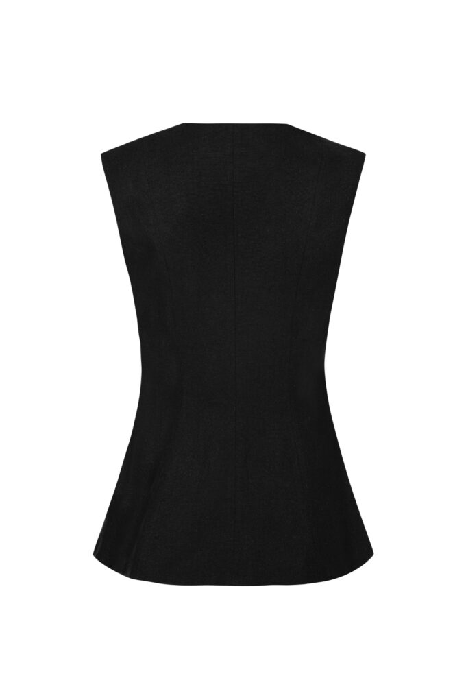 Mona Linen Top Black