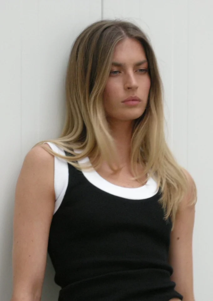 Simone Black Ribbed Tank Top