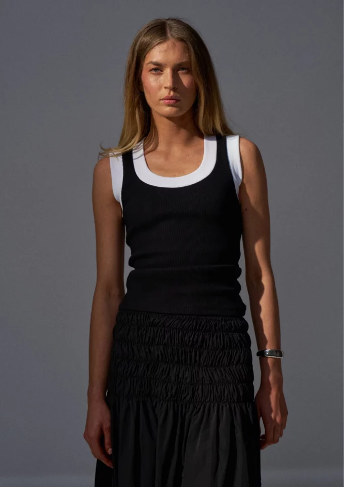 Simone Black Ribbed Tank Top