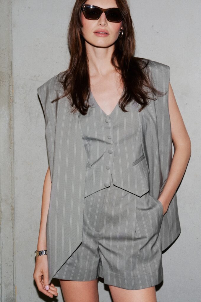 Cole Grey Pinstripe Shorts