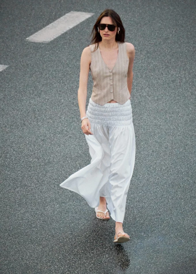 Gia Maxi Smocked Skirt White