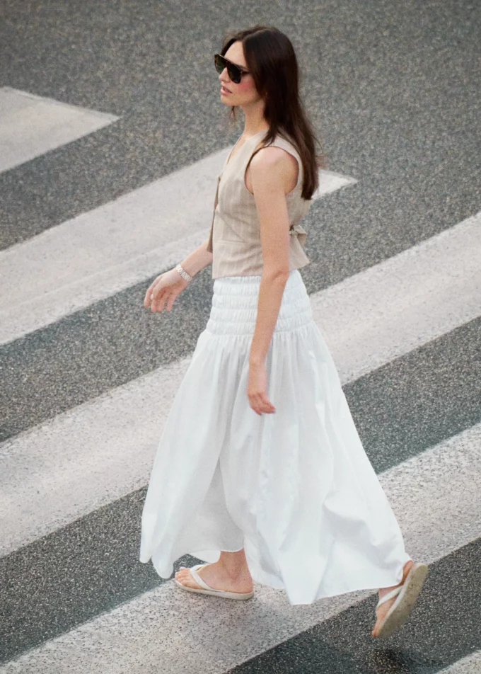 Gia Maxi Smocked Skirt White