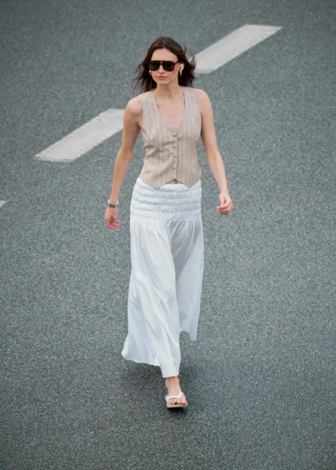 Gia Maxi Smocked Skirt White