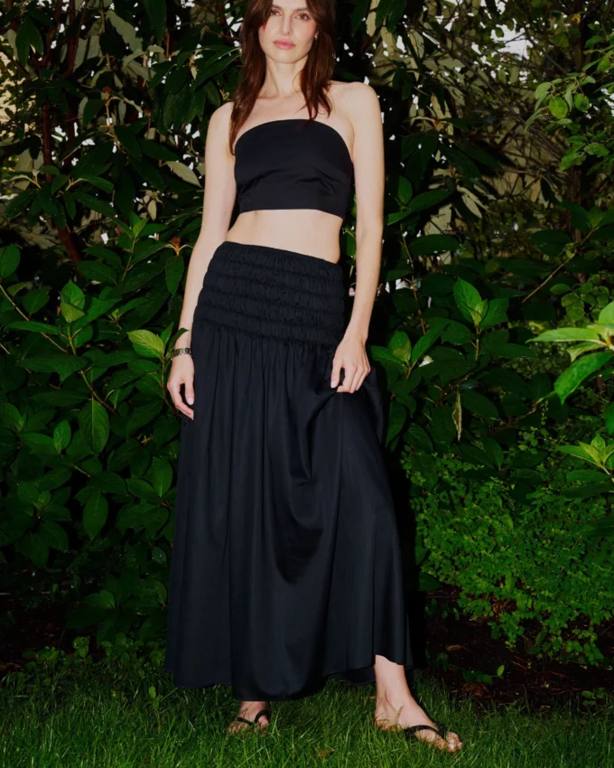 Gia Maxi Smocked Skirt Black