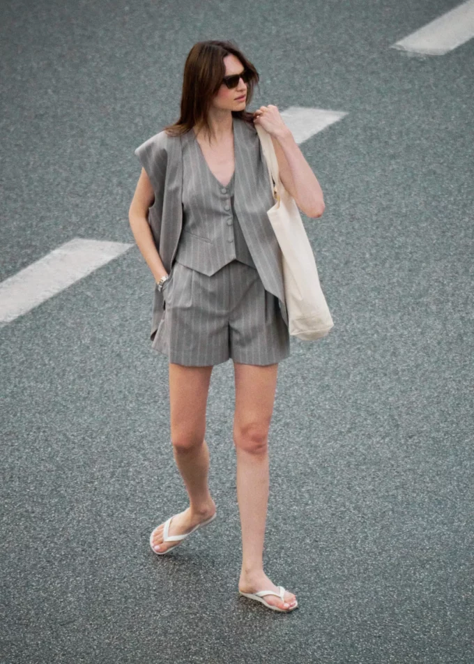 Cole Grey Pinstripe Shorts