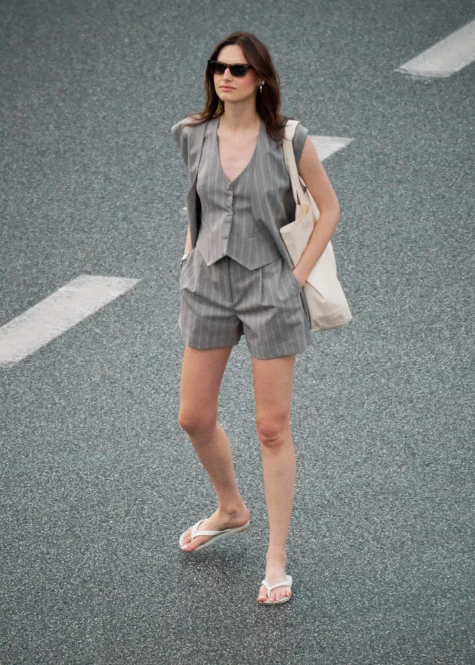 Cole Grey Pinstripe Shorts