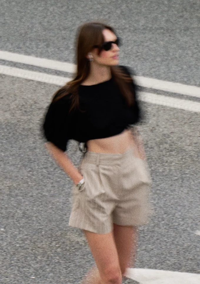 Cole Beige Pinstripe Shorts