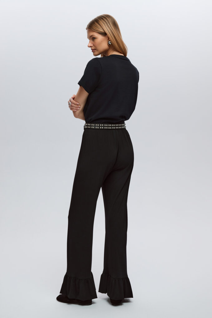 Spodnie Z Falbaną Black