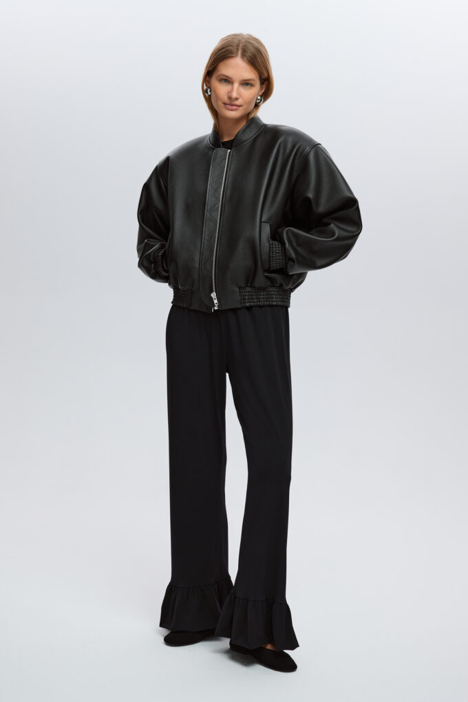 Spodnie Z Falbaną Black