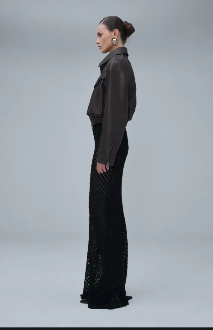 Joie Cropped Bomber Jacket in Black