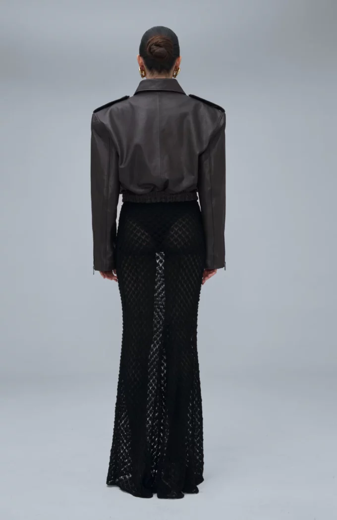 Joie Cropped Bomber Jacket in Black