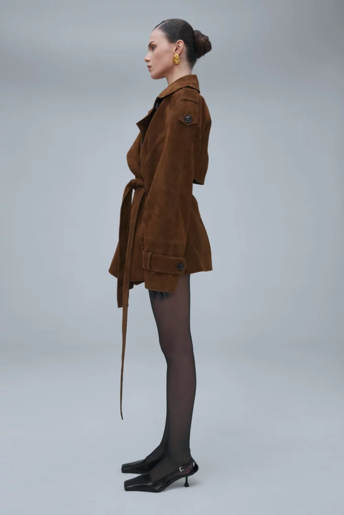 Bonheur Short Belted Suede Jacket
