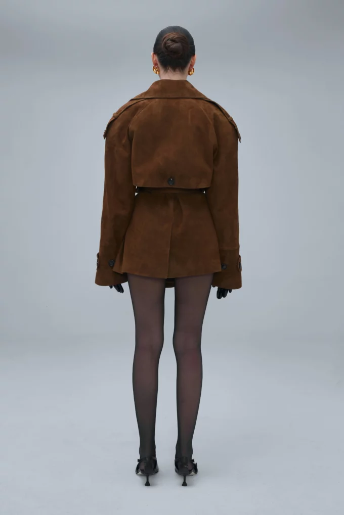 Bonheur Short Belted Suede Jacket