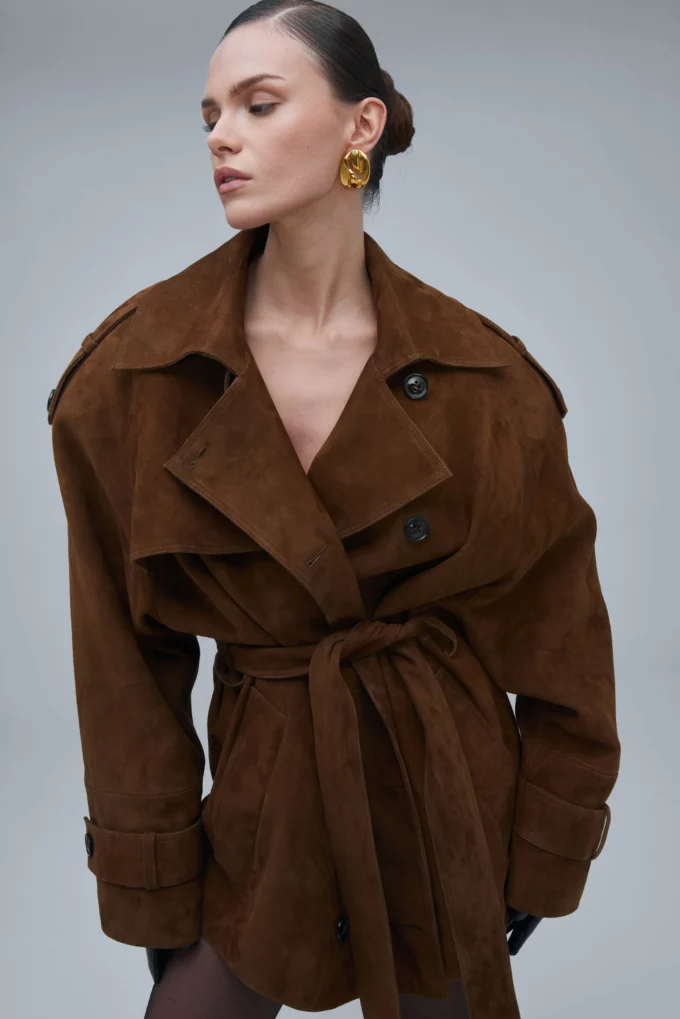 Bonheur Short Belted Suede Jacket