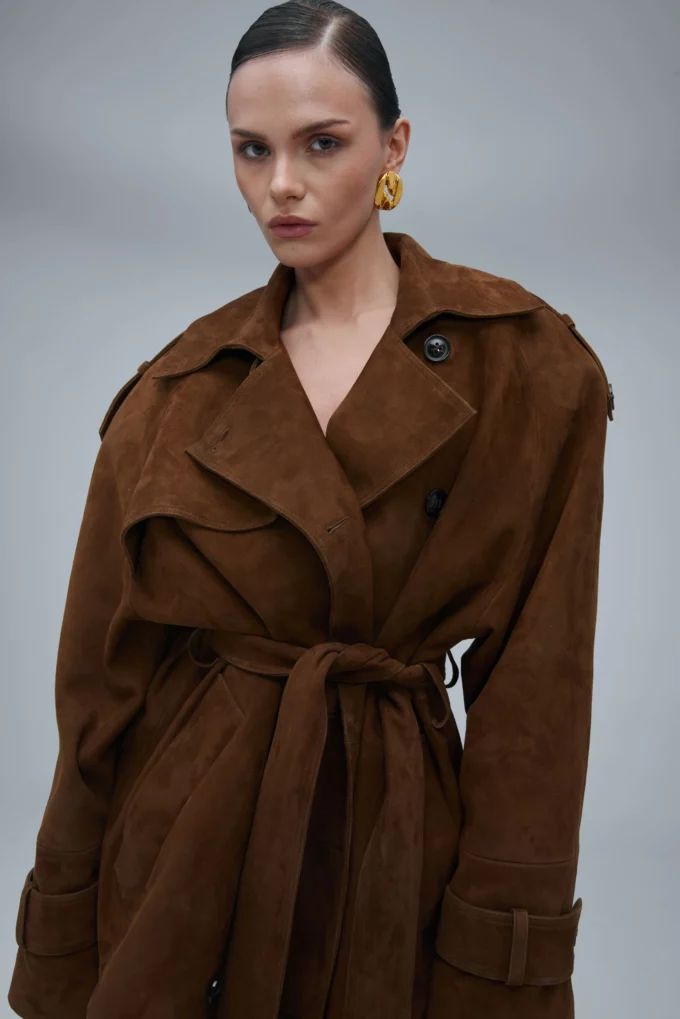 Bonheur Short Belted Suede Jacket