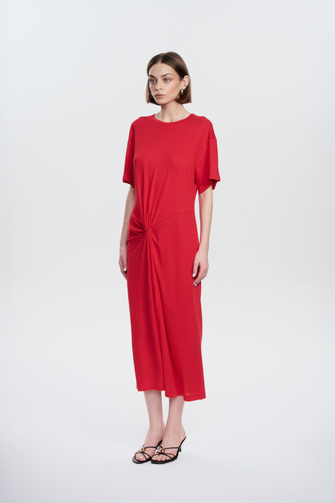 Madeira Red Linen Dress