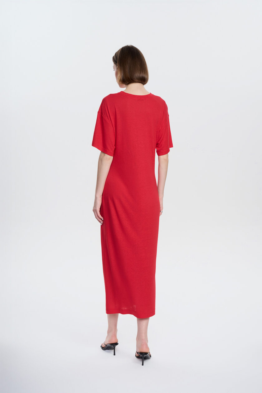 Sukienka Madeira Red Linen - obrazek 3