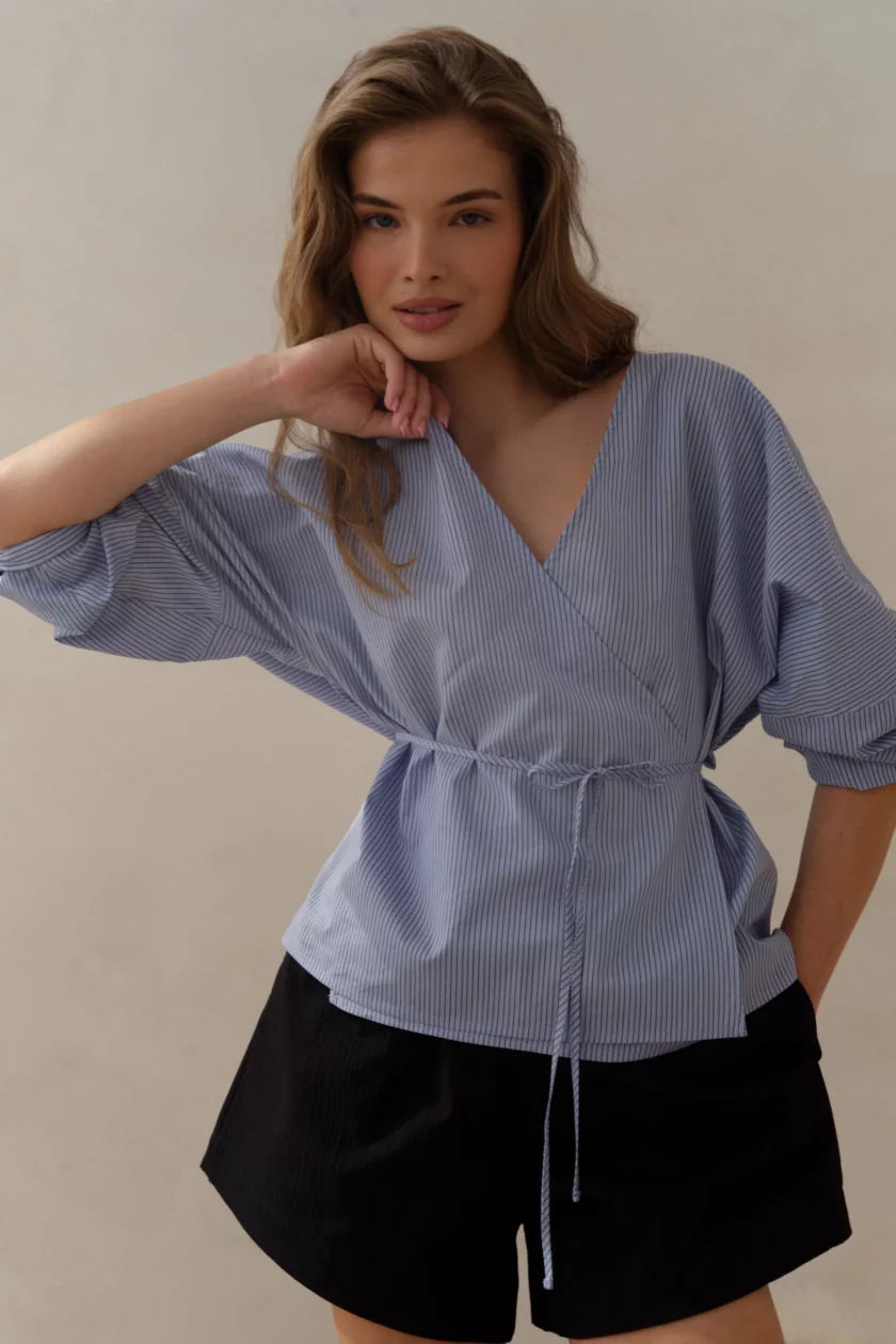 Aria Blouse Blue Stripes - obrazek 5