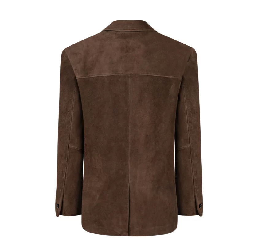 Amitie Suede Blazer In Chocolate Brown - obrazek 2