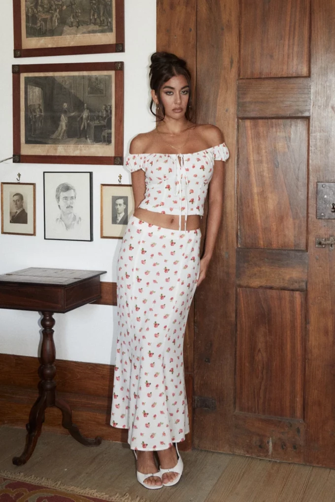 Bruna Skirt Fleur Blanc