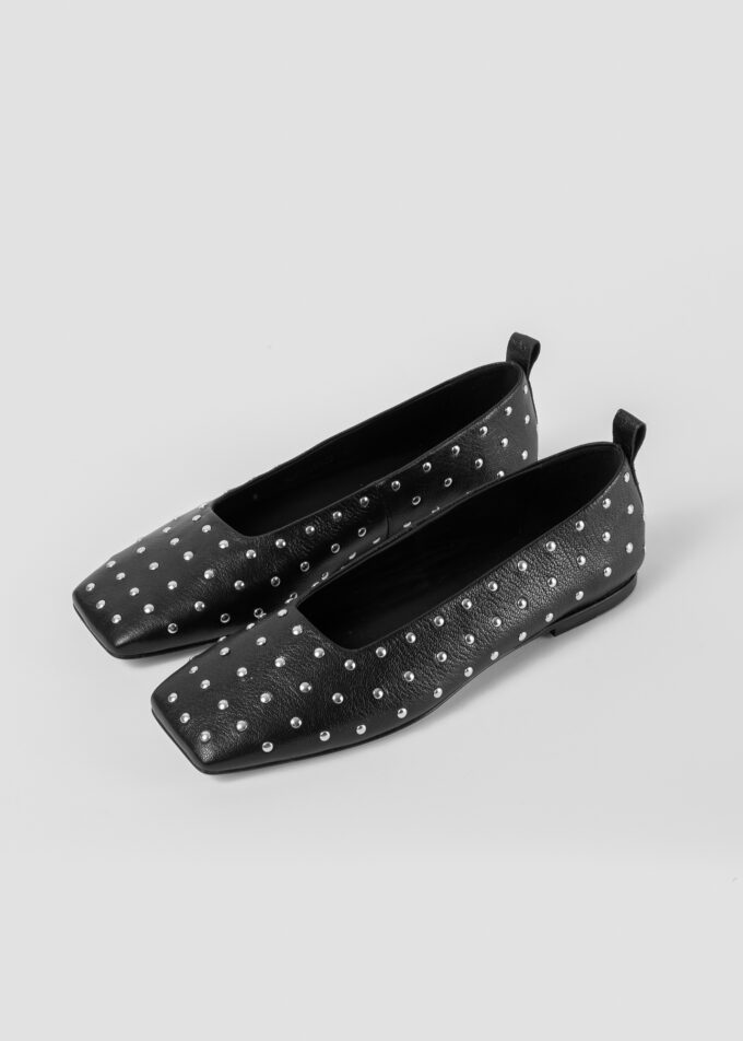 Rock Studded Ballerinas Black