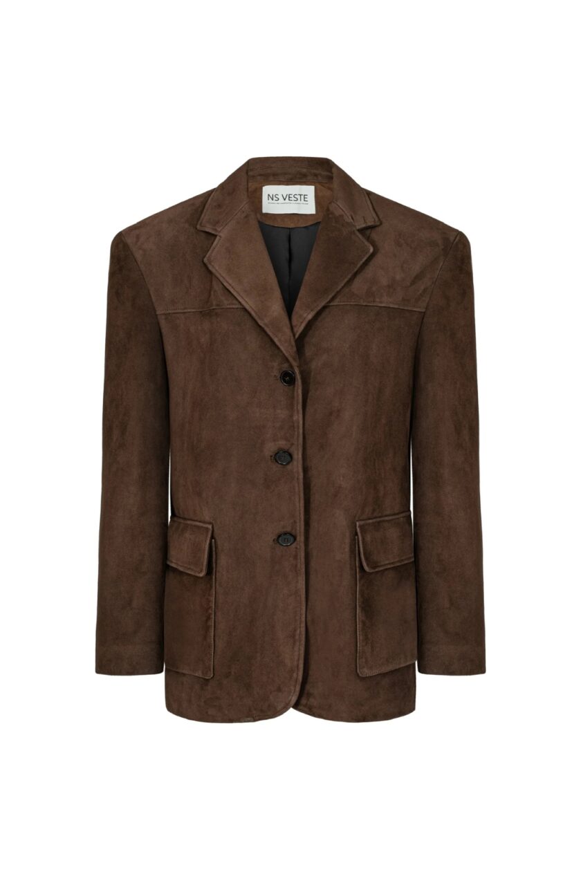 Amitie Suede Blazer In Chocolate Brown