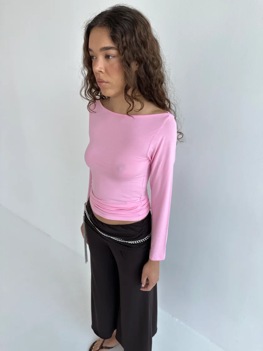 Boat Neck Longsleeve Pink - obrazek 2