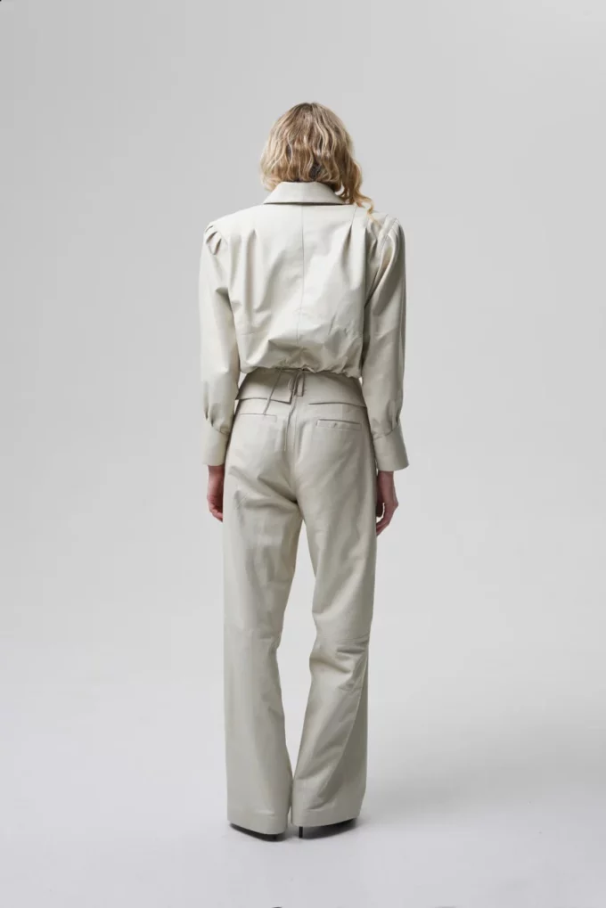 Optimise Trousers In Cream Leather