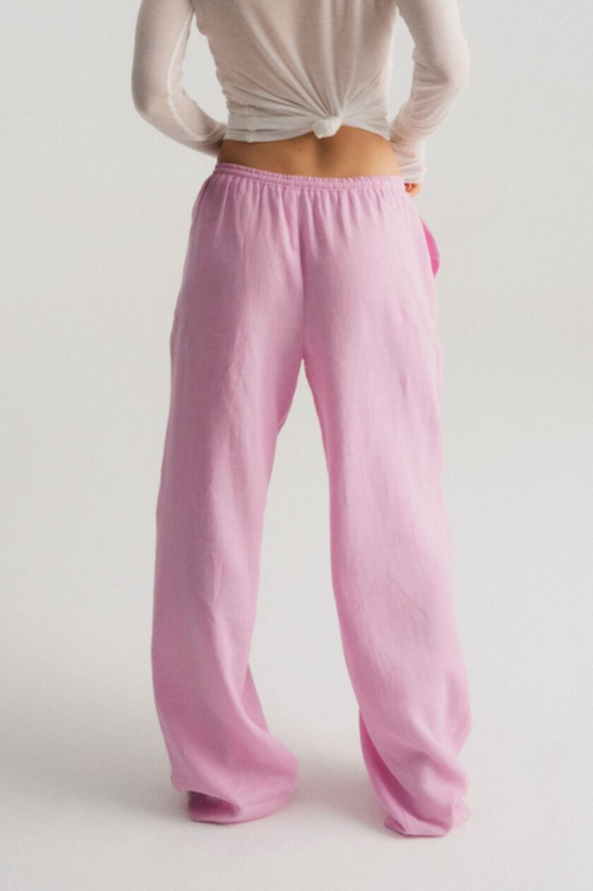 Spodnie Taya Linen Pink - obrazek 5