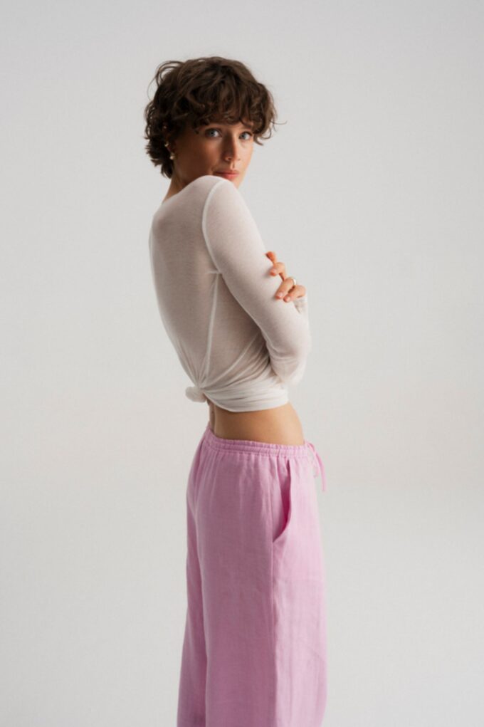Spodnie Taya Linen Pink